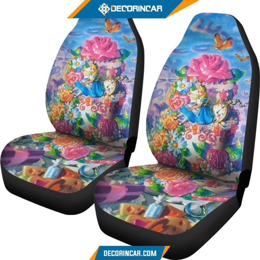 Floral Alice In Wonderland Disney Cartoon Car Seat Covers 