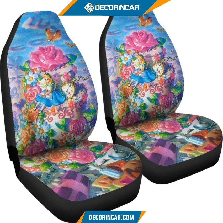 Floral Alice In Wonderland Disney Cartoon Car Seat Covers 