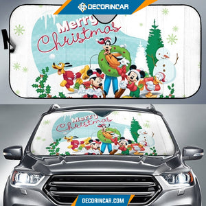 Merry Christmas Mickey Minnie Donald Goofy Pluto Sun Shade 