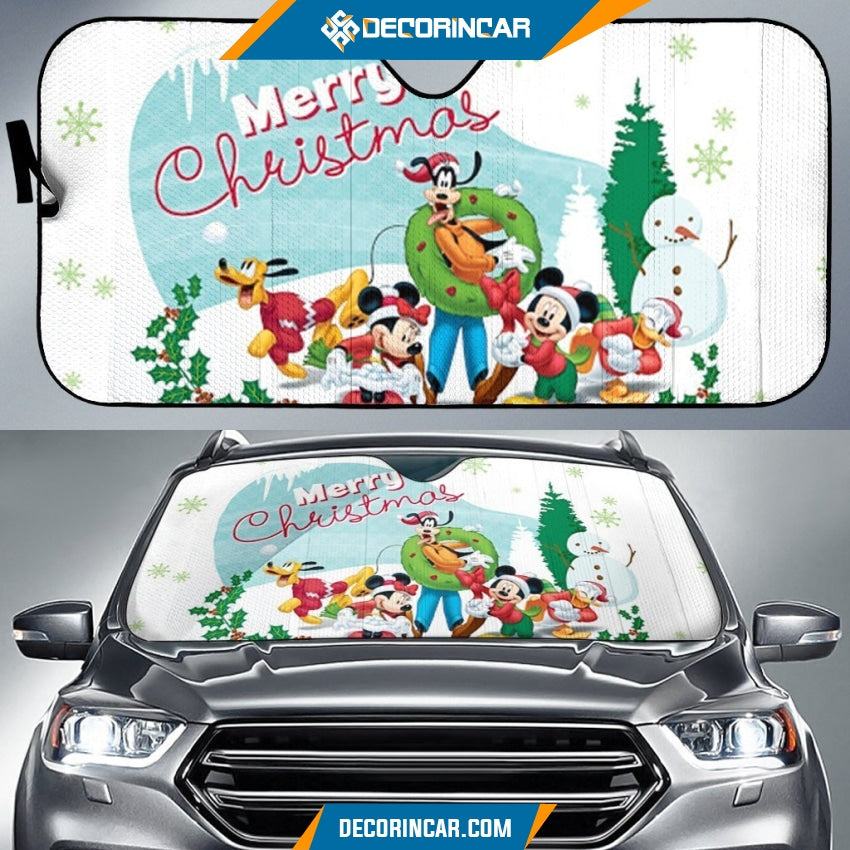 Merry Christmas Mickey Minnie Donald Goofy Pluto Sun Shade 