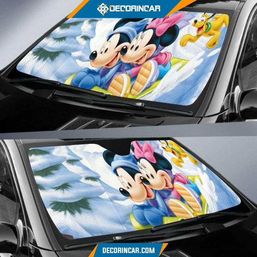 Mickey Minnie Pluto Christmas Sun Shade amazing Decor In Car