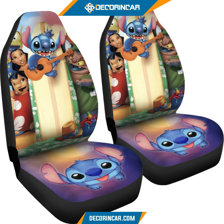 Stitch And Friends Car Seat Covers Disney Cartoon Car Decor 