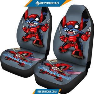 Stitch Deadpool Car Seat Covers Disney Cartoon Car Decor 