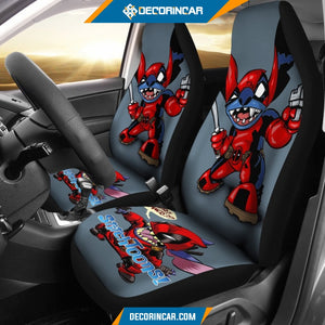 Stitch Deadpool Car Seat Covers Disney Cartoon Car Decor 