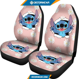Stitch Pink Flowers Disney Cartoon Car Seat Covers R031307 -