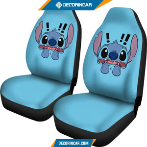 Stitch Scared Car Seat Covers Disney Cartoon Car Decor 