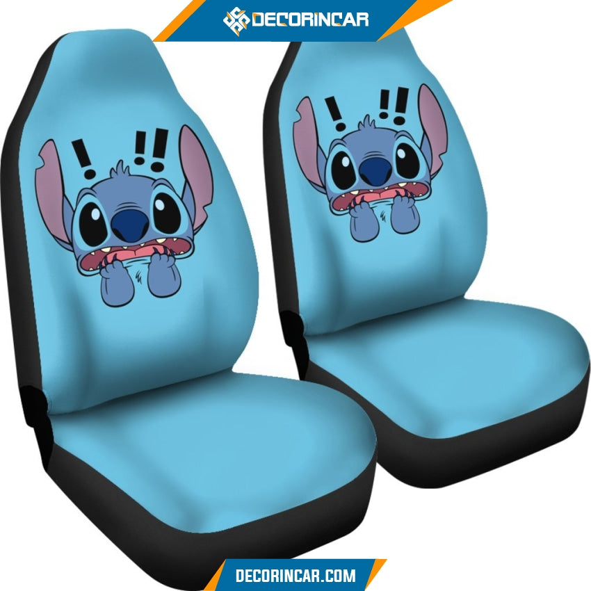Stitch Scared Car Seat Covers Disney Cartoon Car Decor 