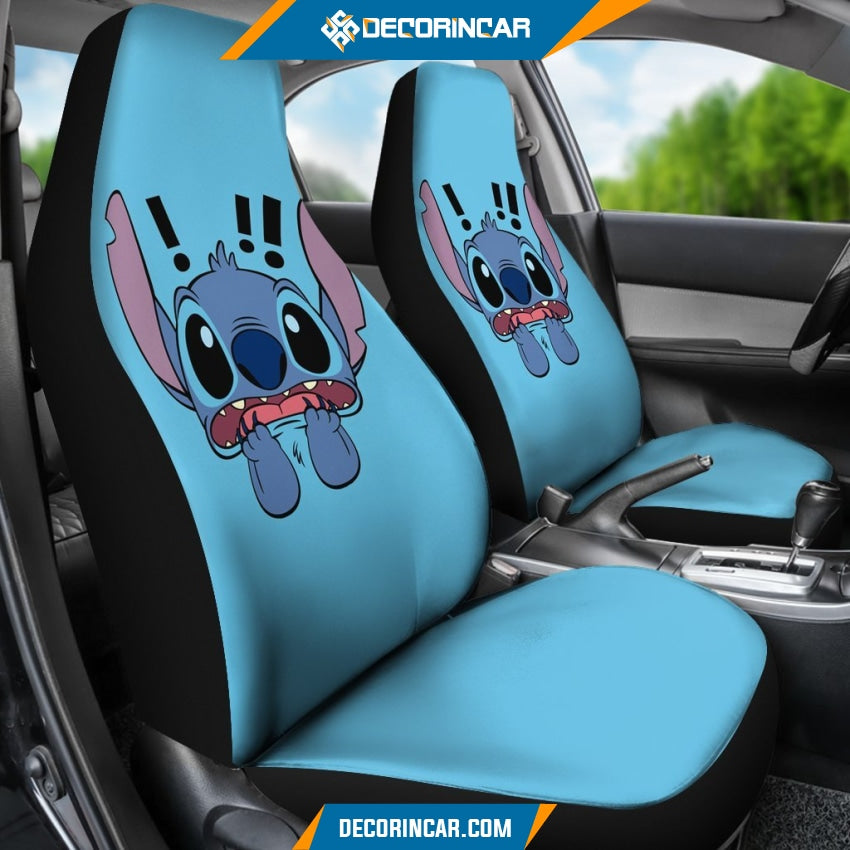 Stitch Scared Car Seat Covers Disney Cartoon Car Decor 