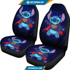 Stitch Superman Car Seat Covers Disney Cartoon Car Decor 