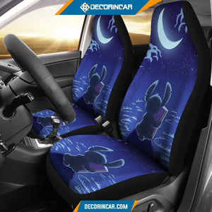 Stitch Under Moon Car Seat Covers Disney Cartoon Car Decor 
